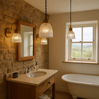 Old School Electric Elongated Prismatic Swan Arm Wall Light : Bathroom Version