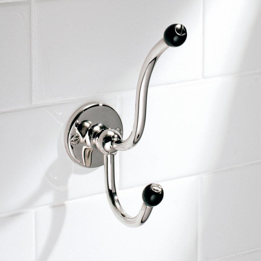 Lefroy Brooks Double Robe Hook with Black Ceramic Acorns BK4511