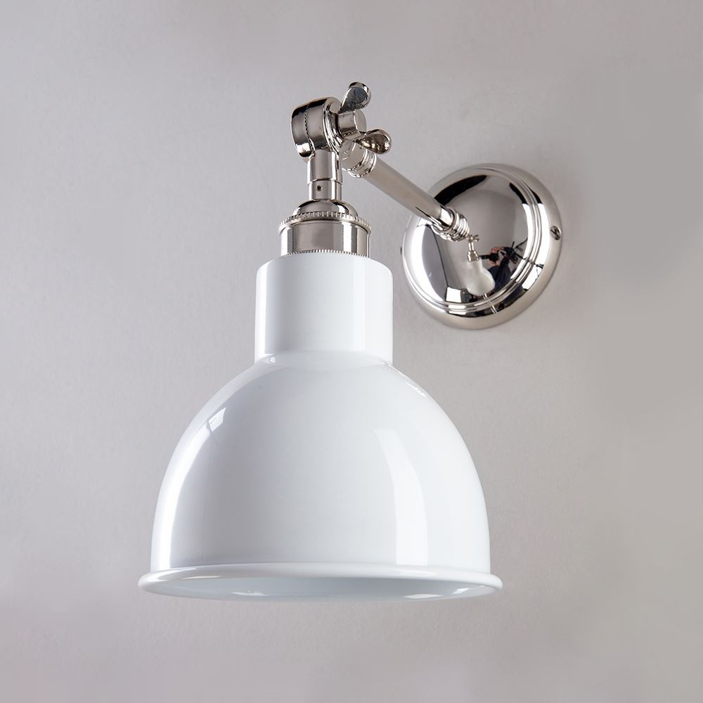 Old School Electric Churchill Wall Light : Adjustable Arm : Coloured Shades