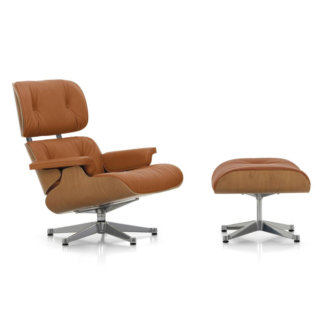 Vitra Eames Contemporary Lounge Chair and Footstool in Cherry