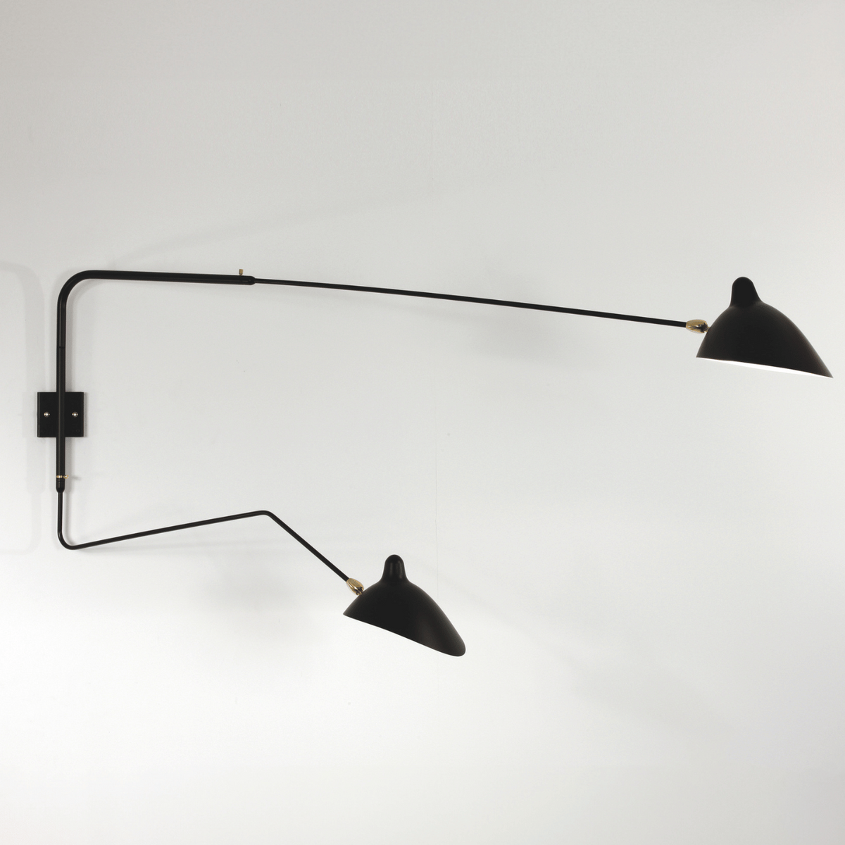 Serge Mouille Applique Pivotants 2 Rotating Arms with Curve Wall Lamp