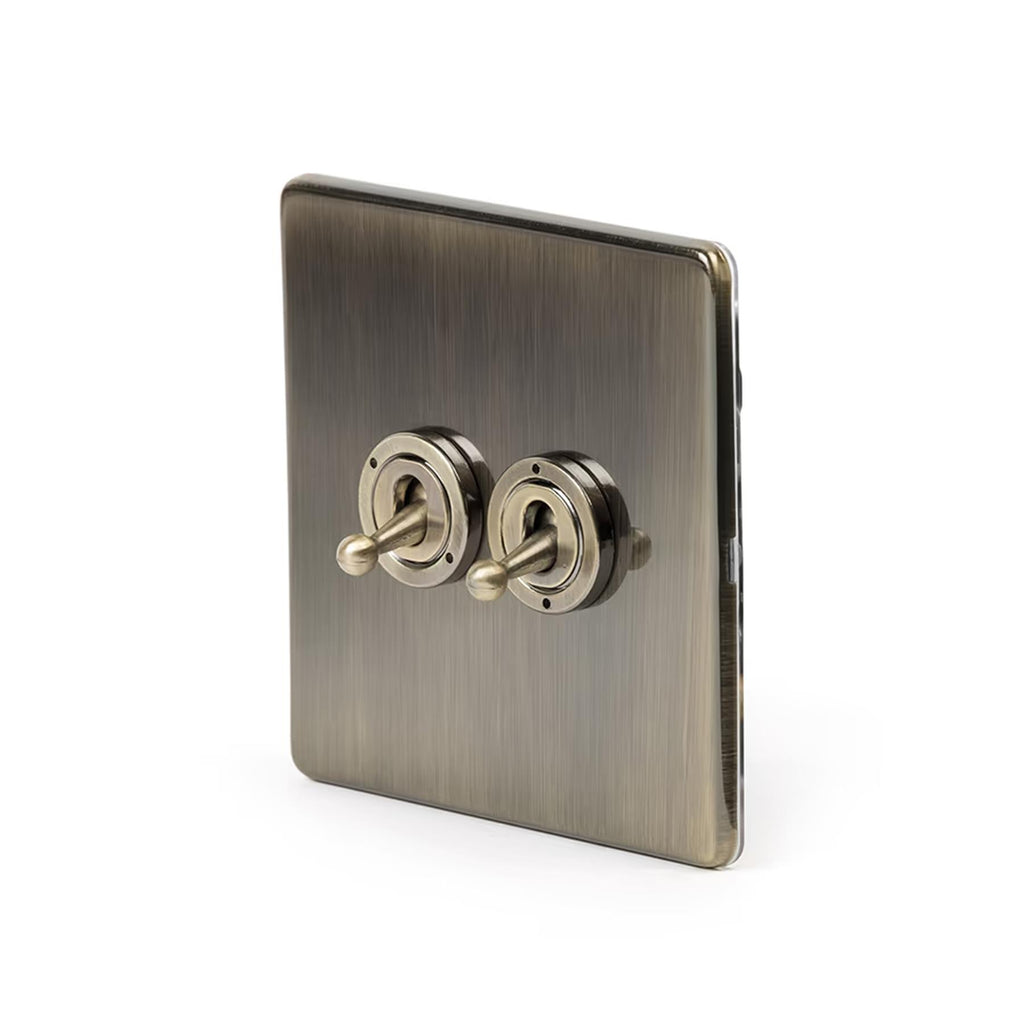 Soho Lighting Charterhouse Collection 2 Gang Toggle Switch 2-Way Antique Brass