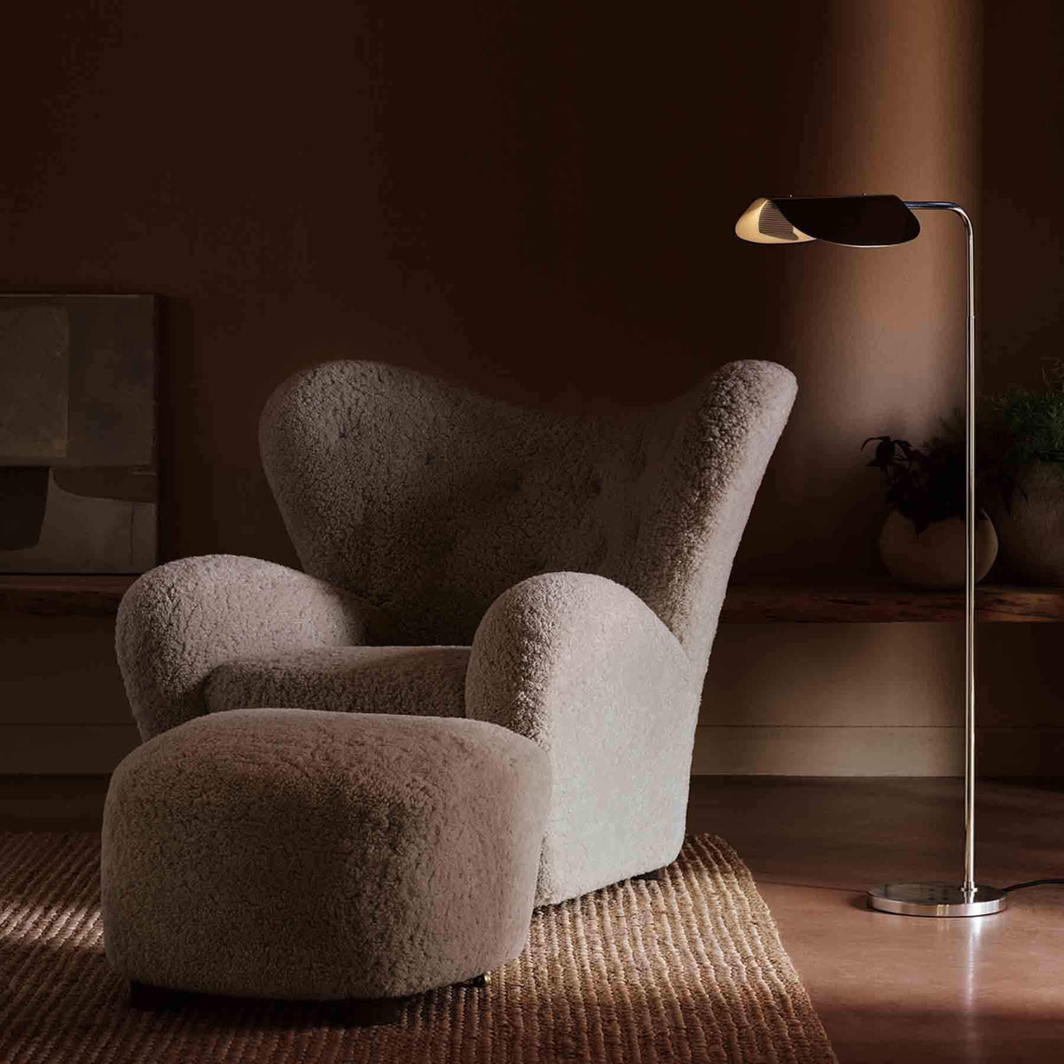 Audo Copenhagen Tired Man Sheepskin Lounge Chair with Ottoman
