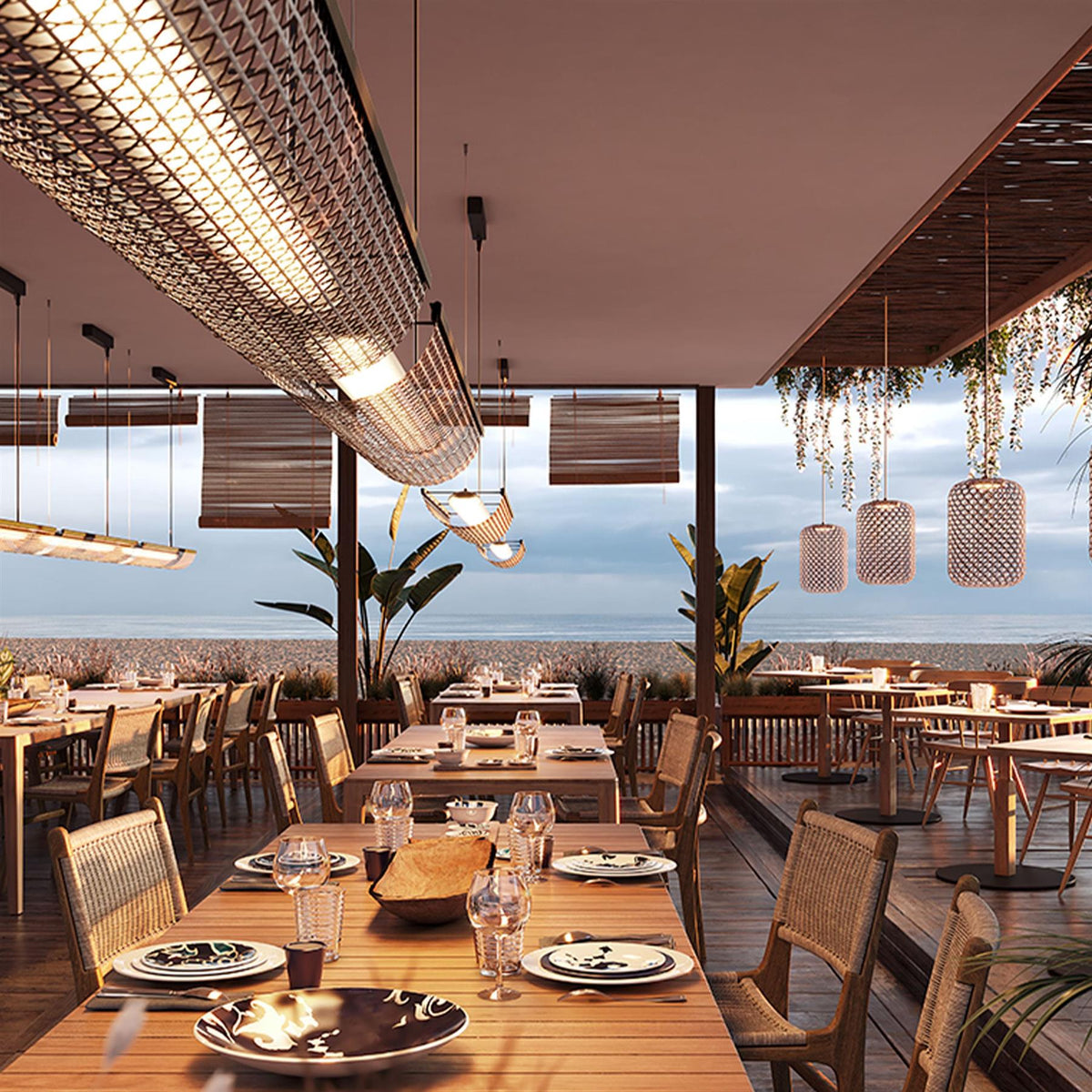 Bover Nans Balis S/140 Outdoor Linear Pendant Light