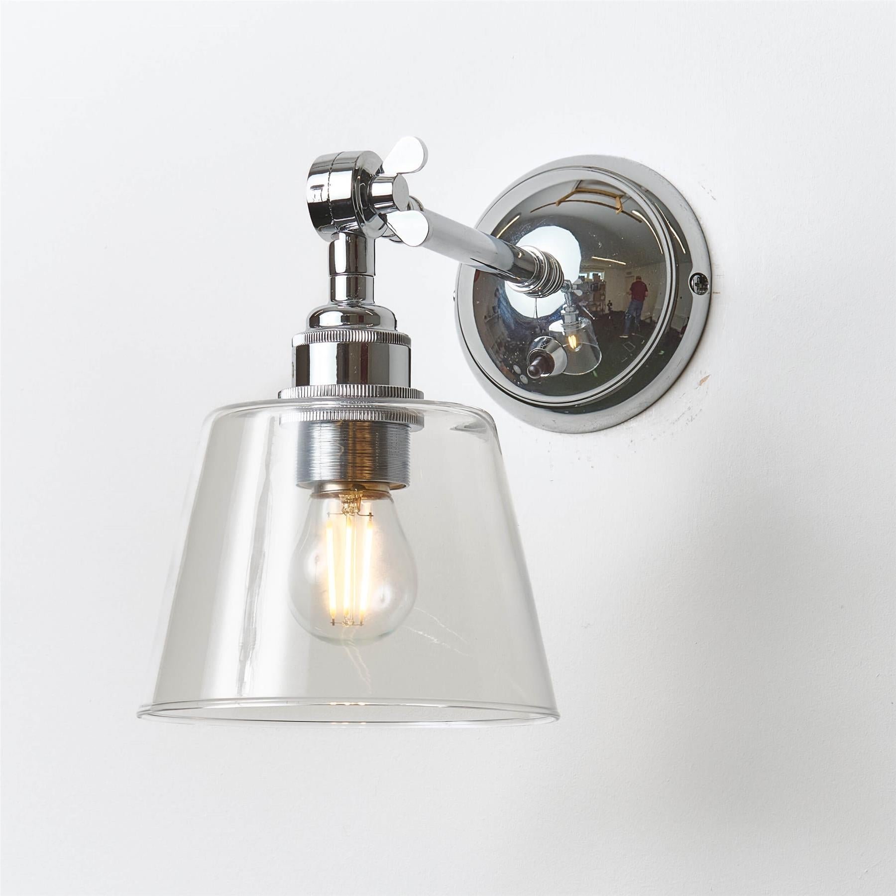 Old School Electric Tapered Blown Wall Light : Adjustable Arm