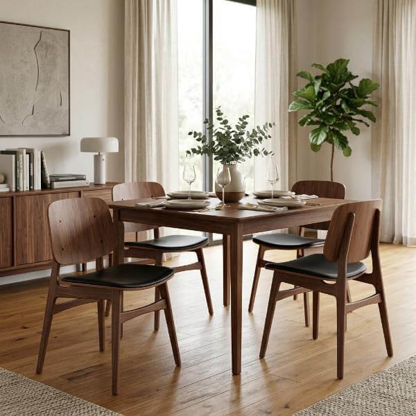 Fredericia Soborg Wood Base Chair with Upholstered Seat