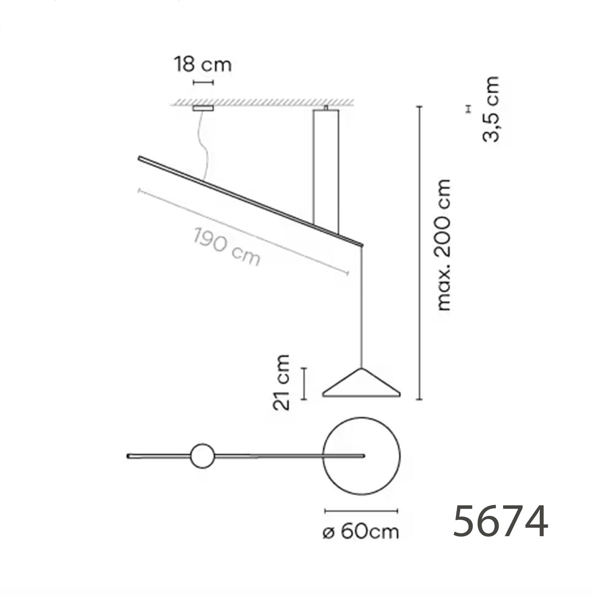 Vibia North Pendant Light with Arm