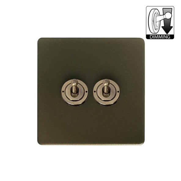 Soho Lighting Eton Collection Bronze 20A 2 Gang Dimming Toggle Switch