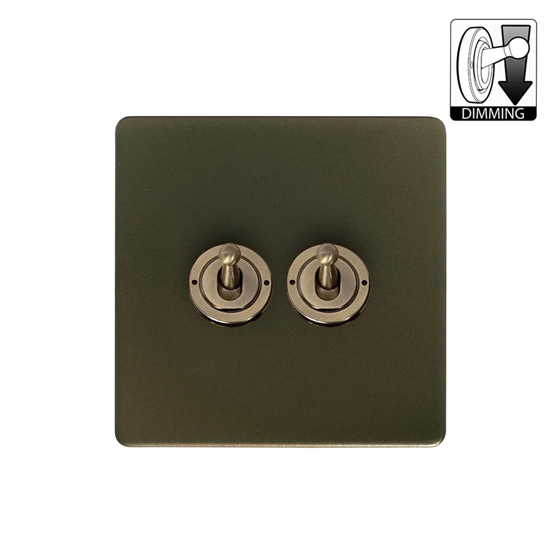 Soho Lighting Eton Collection Bronze 20A 2 Gang Dimming Toggle Switch