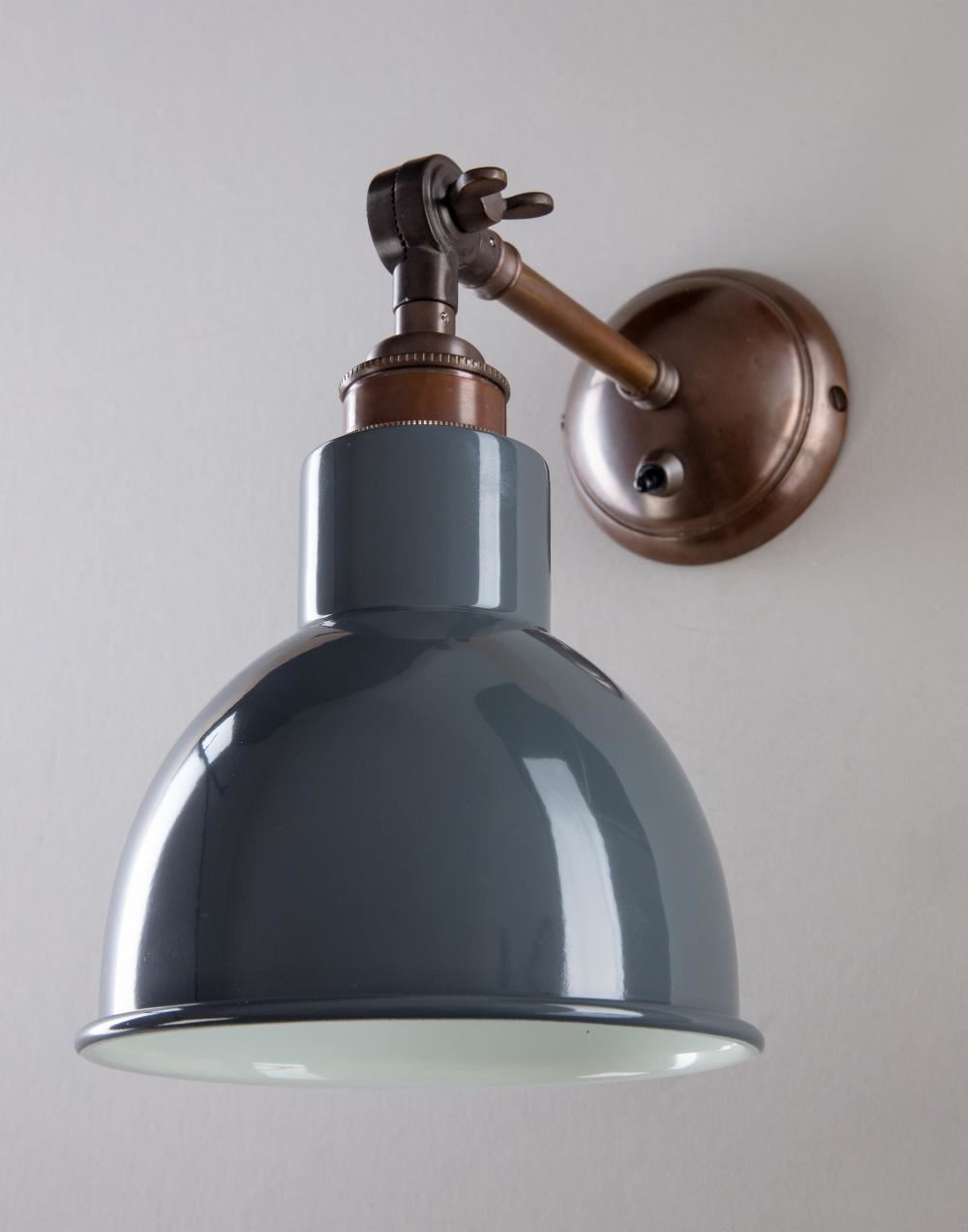 Old School Electric Churchill Wall Light : Adjustable Arm : Coloured Shades