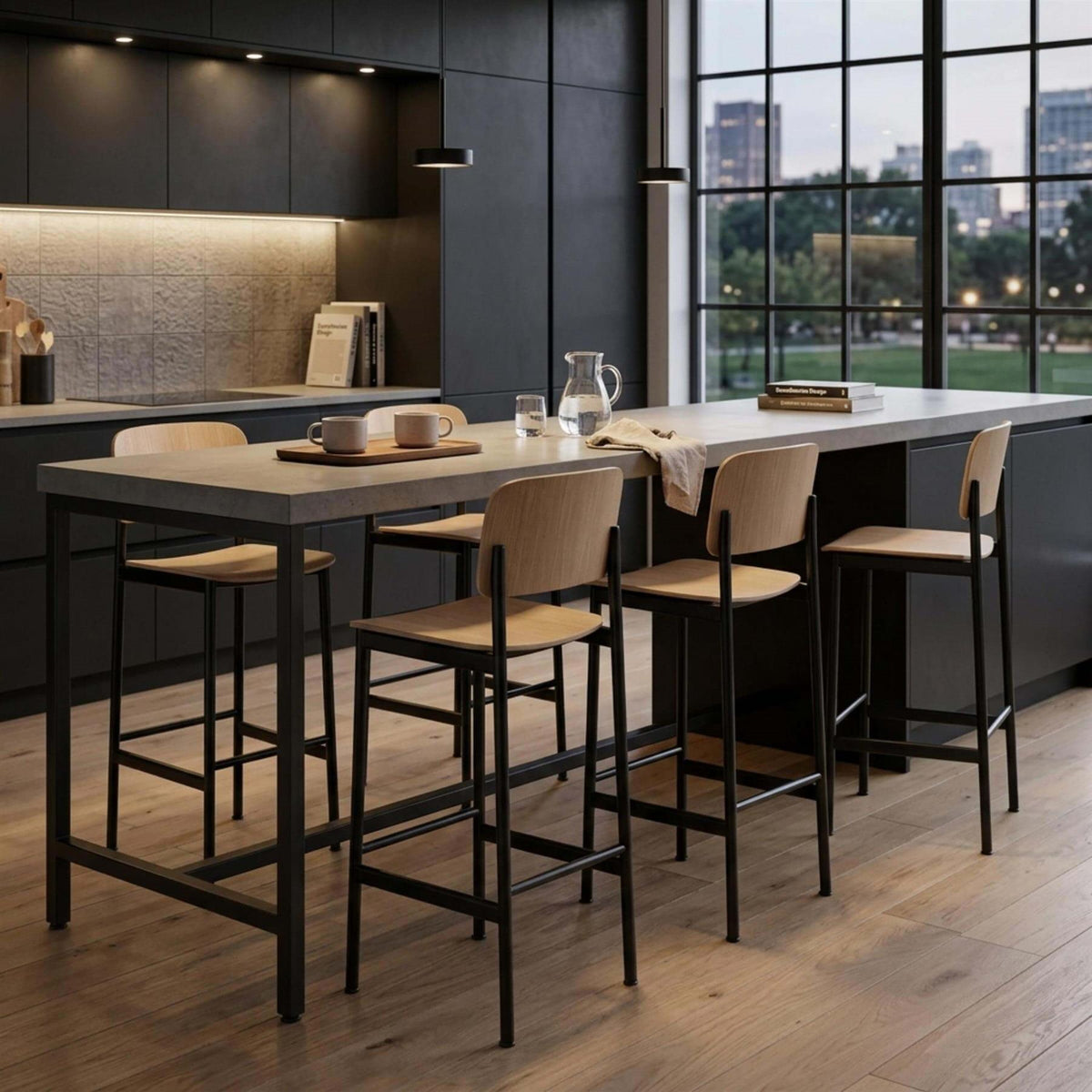 Fredericia Plan Bar Stool with Metal Legs