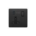 Soho Lighting Camden Collection Matt Black 13A 1 Gang C+C Socket with Dual USB-C