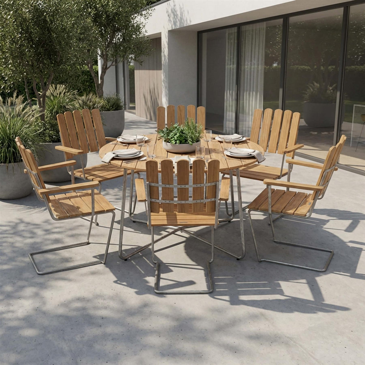 Grythyttan Stålmöbler Round Outdoor Dining Set - Curated by Holloways of Ludlow