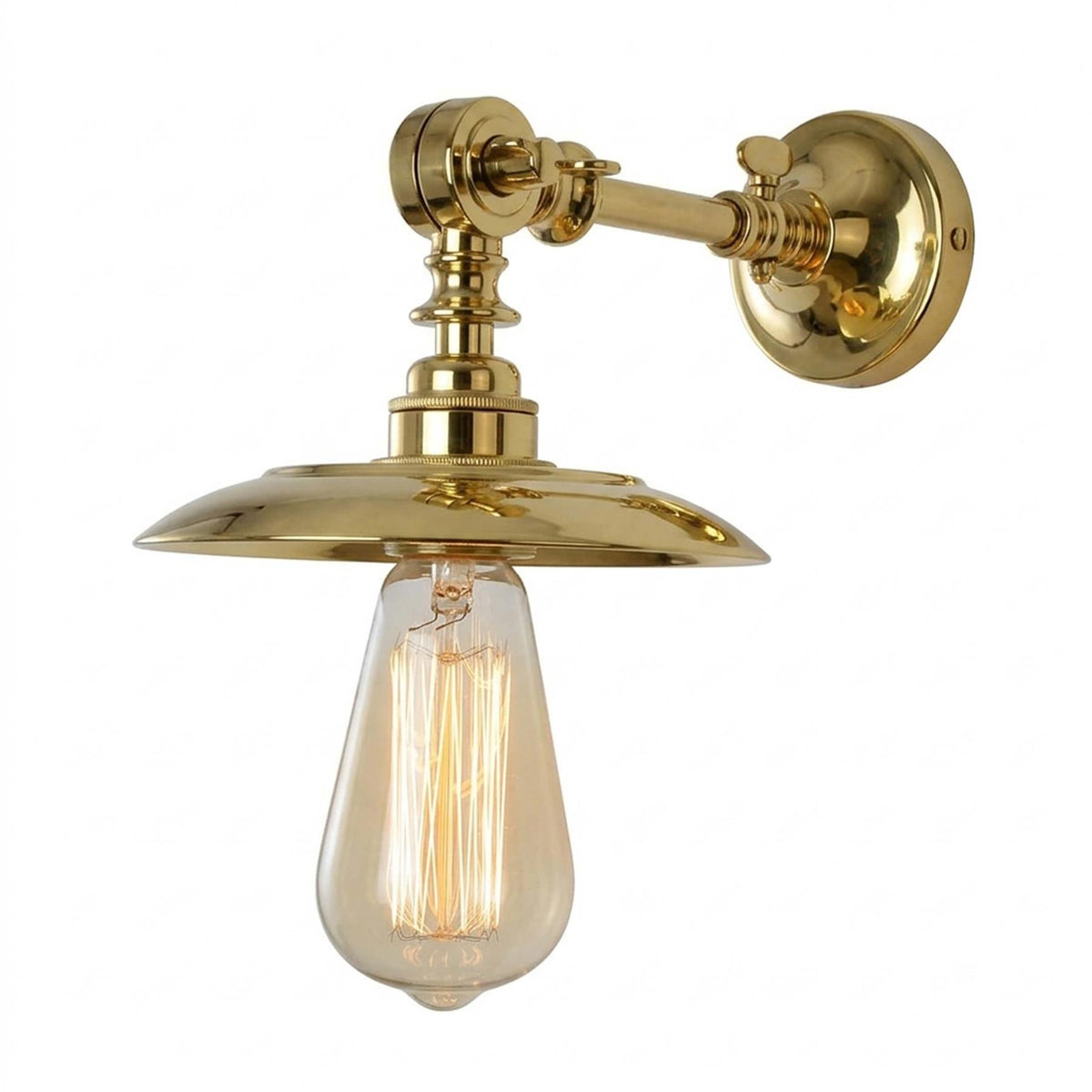 Mullan Lighting Porter Adjustable Industrial Brass Wall Light