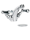 Lefroy Brooks BL1185 Classic Basin Monobloc Mixer with Black Ceramic Lever Handles and Pop-Up Waste