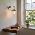 Mullan Lighting Porter Adjustable Industrial Brass Wall Light