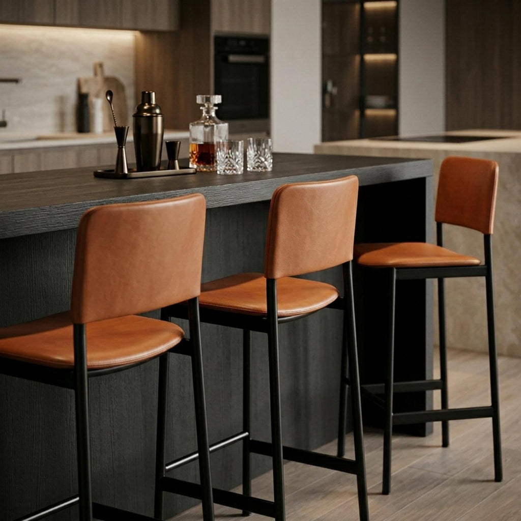 Fredericia Plan Bar Stool with Metal Legs, Fully Upholstered