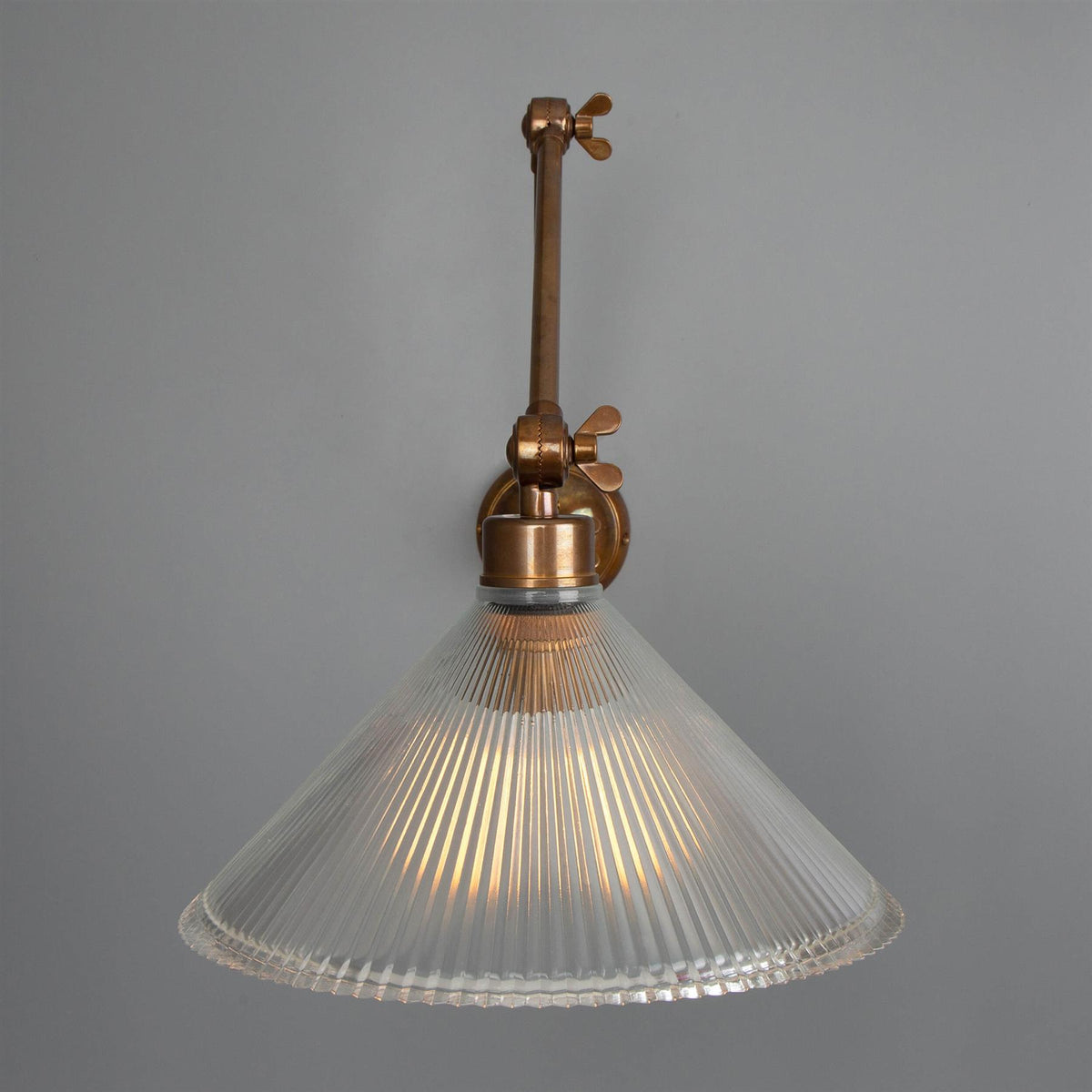 Mullan Lighting Rebell Adjustable Arm Wall Light with Prismatic Glass Shade