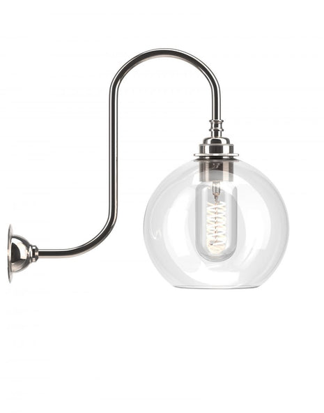 Outlet Fritz Fryer Hereford Swan Neck Wall Light - Medium, Clear, Nickel
