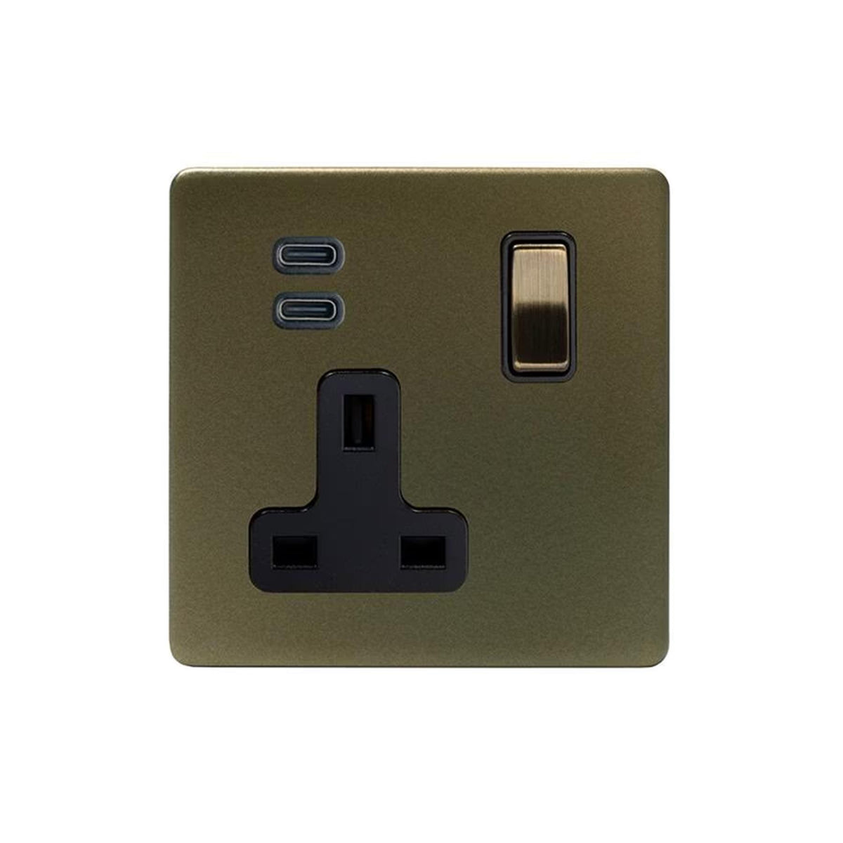 Soho Lighting Eton Collection Bronze 13A 1 Gang with Dual USB-C