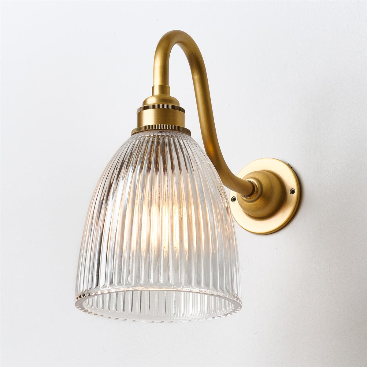 Old School Electric Elongated Prismatic Swan Arm Wall Light : Bathroom Version