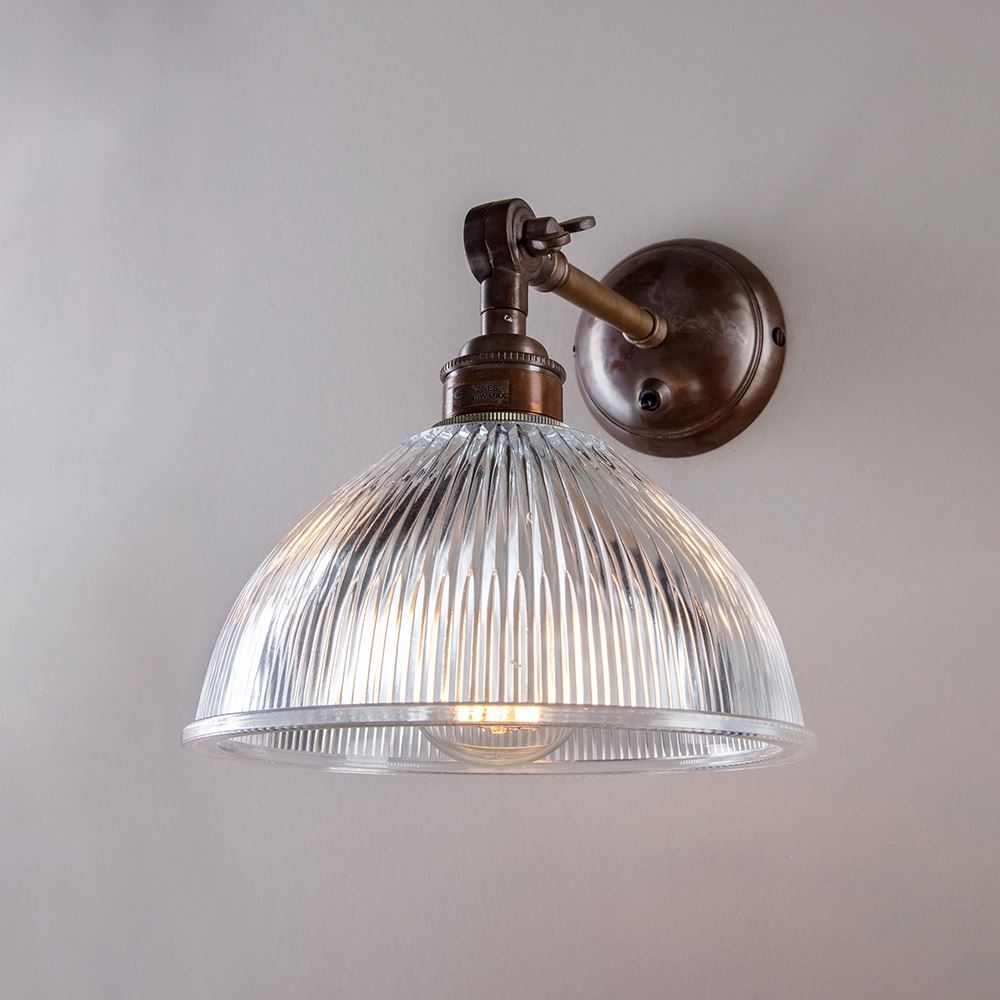 Old School Electric Prismatic Dome Wall Light : Adjustable Arm
