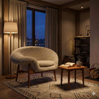 Warm Nordic Fried Egg Lounge Chair with Sheepskin
