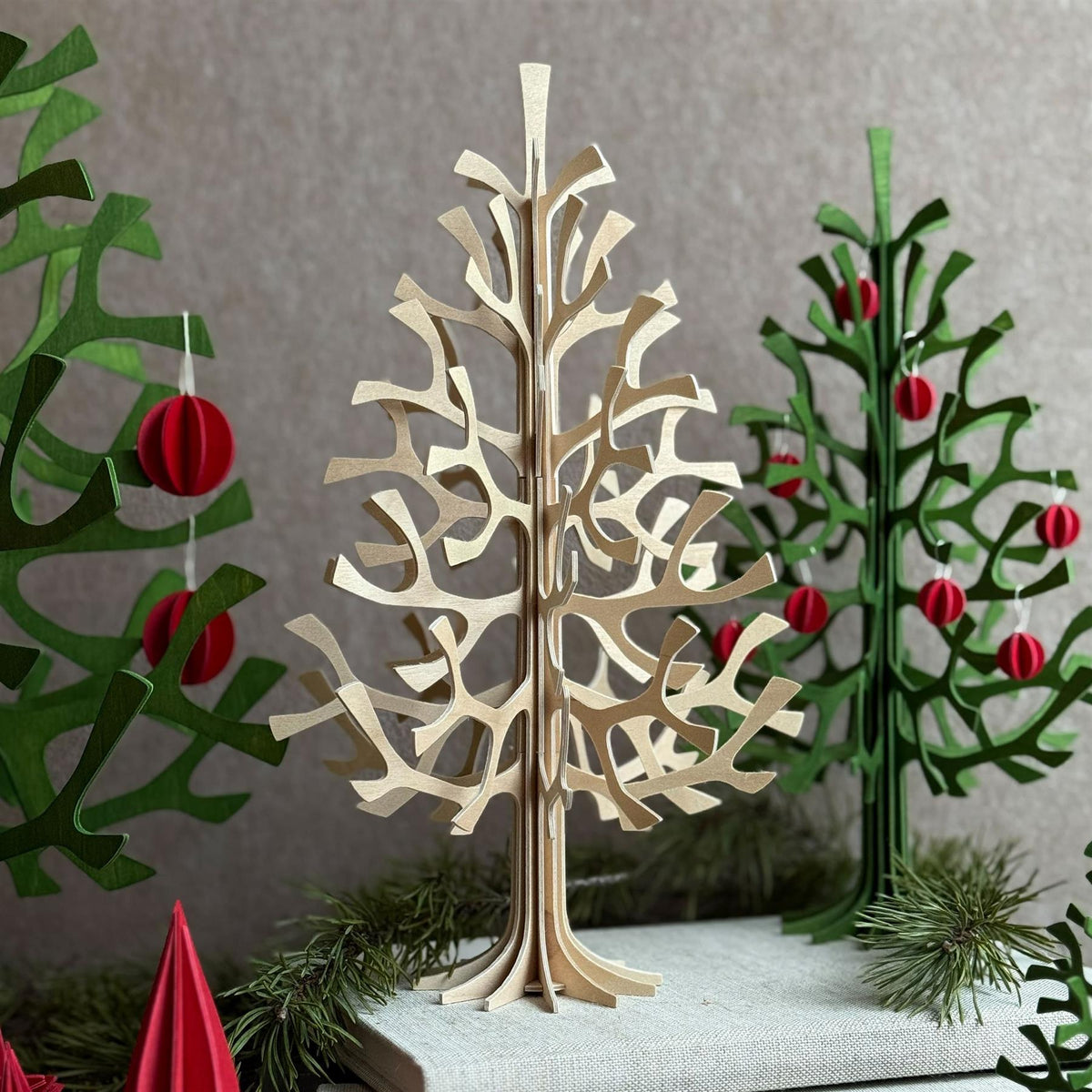 Lovi Wooden Spruce with Mini Baubles