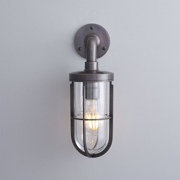 Outlet Davey Ship's Well Glass Wall Light - Weathered Brass, Clear