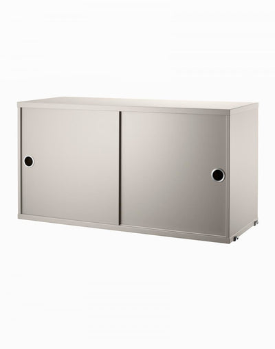 B-Stock String Furniture Cabinet with Sliding Doors - 78cm x 37cm, Beige