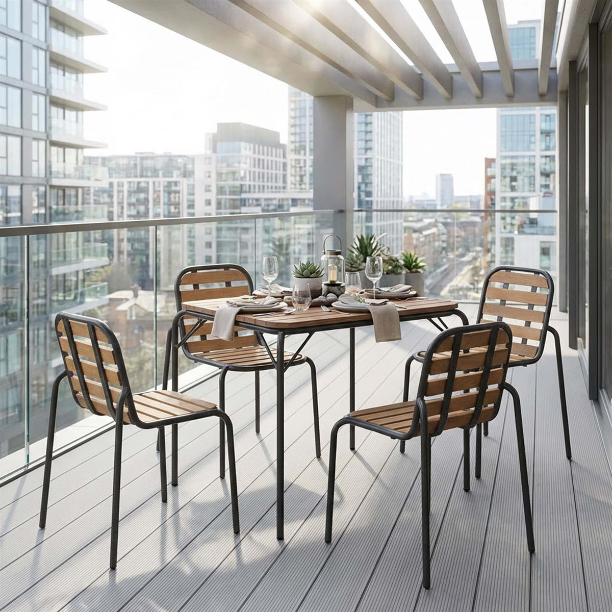 Normann Copenhagen Vig Wood Garden Dining Set - Small - Curated by Holloways of Ludlow