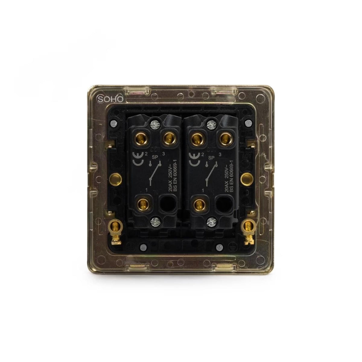 Soho Lighting Camden Collection Matt Black 20A 2 Gang 2 Way Toggle Switch