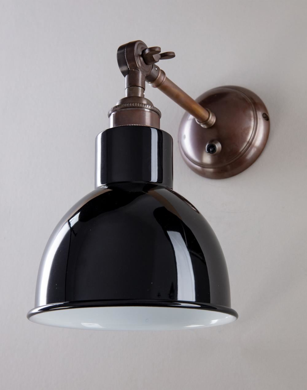 Old School Electric Churchill Wall Light : Adjustable Arm : Coloured Shades