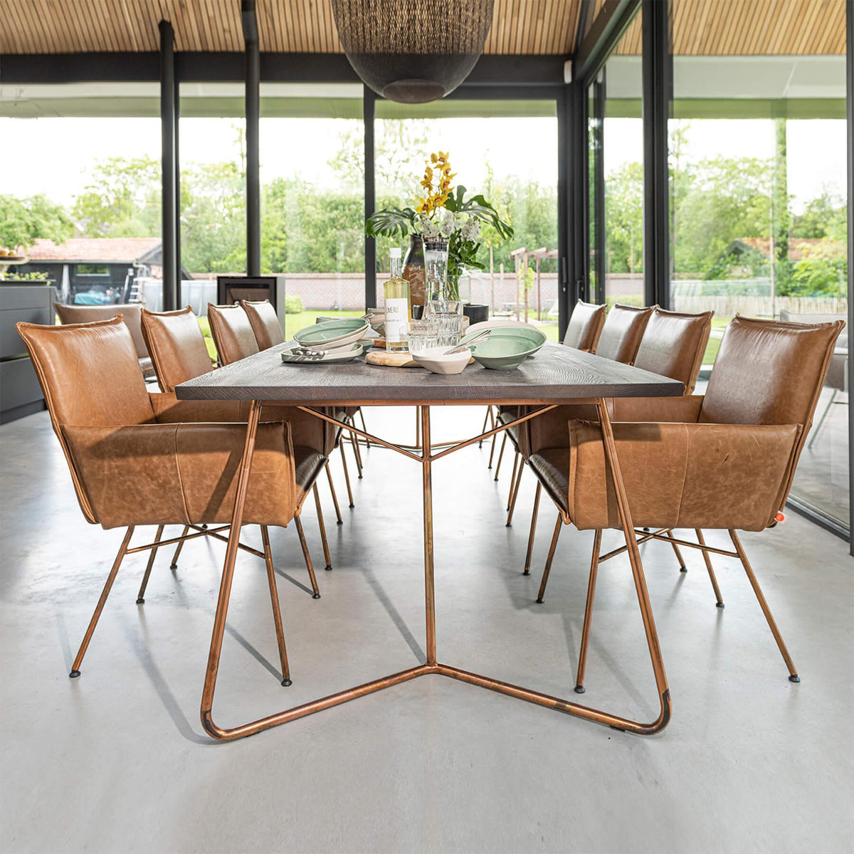 Jess Designs Charles Dining Table - Oak with Old Glory Frame