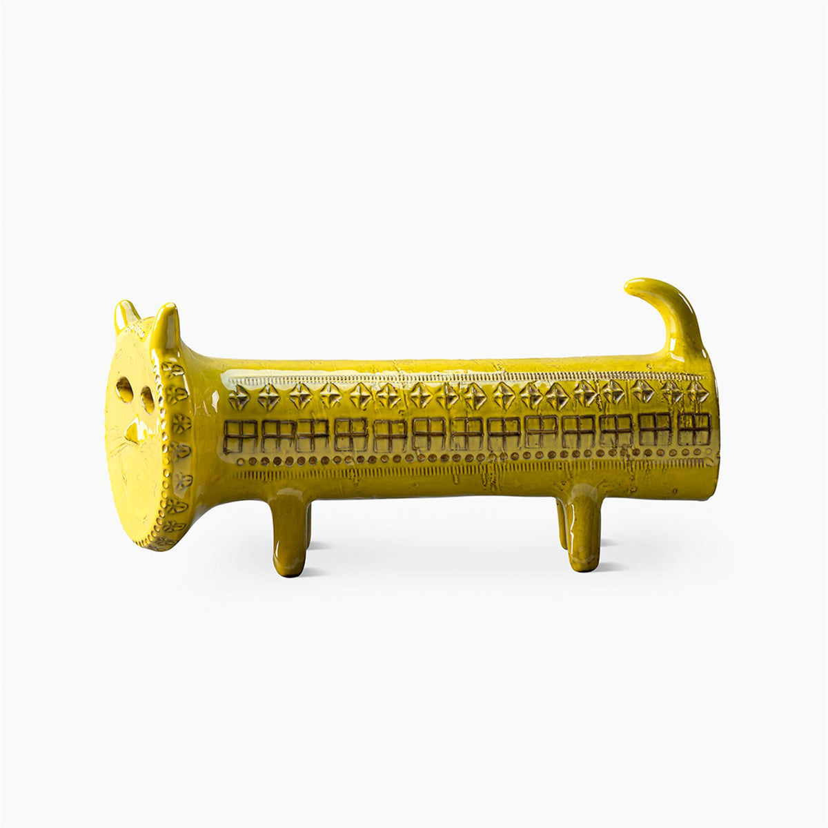 Bitossi Figura Gatto In Colore Giallo L