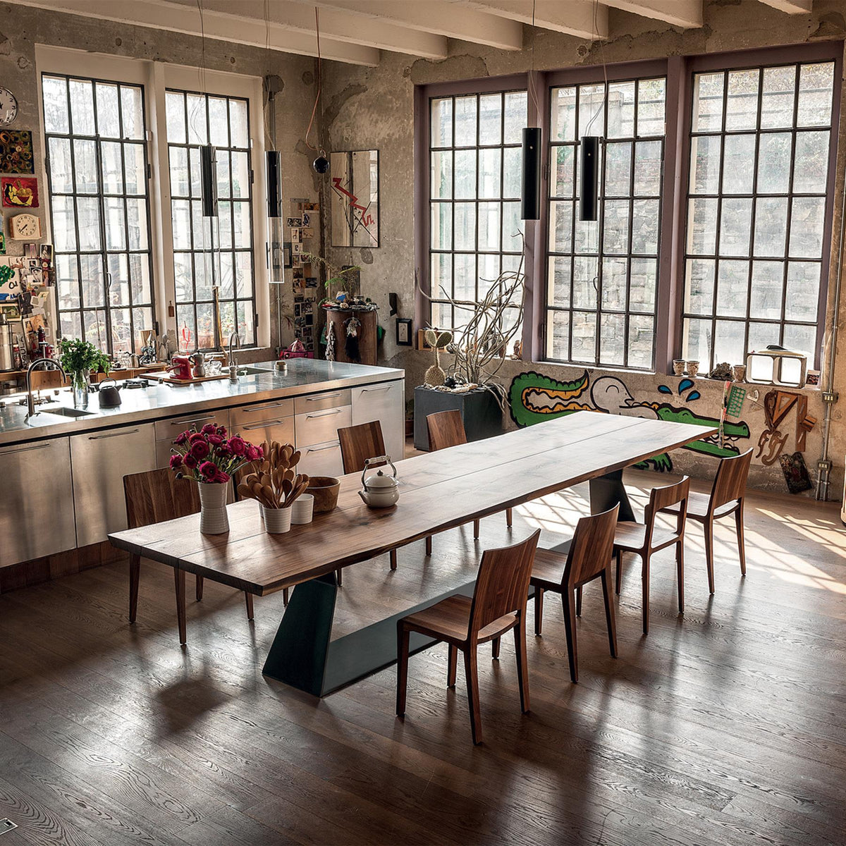 Riva 1920 Bedrock Plank C Dining Table