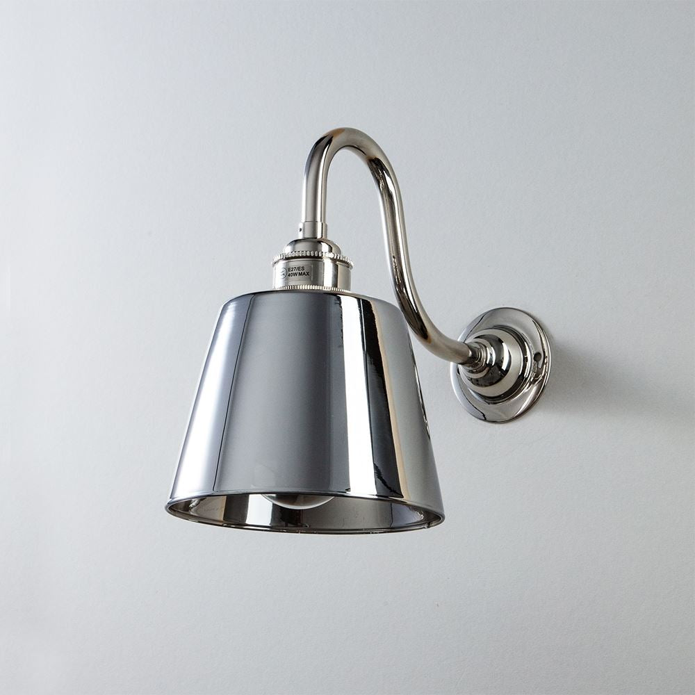 Old School Electric Tapered Smoked Glass Wall Light : Swan Arm