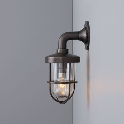 Outlet Davey Miniature Ship's Well Glass Wall Light - Weathered Brass, Clear