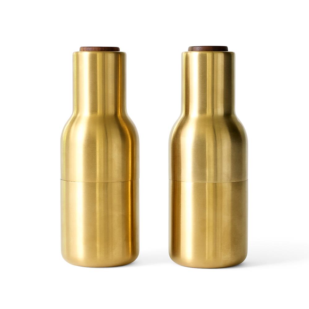Audo Copenhagen Bottle Grinder 2 Pack - Walnut Lid, Brushed Brass
