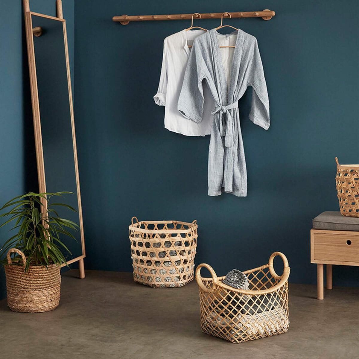 Hubsch Hide Bench - Grey/ Natural