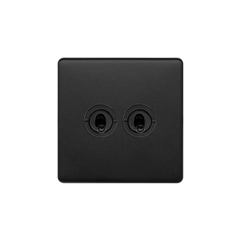 Soho Lighting Camden Collection Matt Black 20A 2 Gang 2 Way Toggle Switch