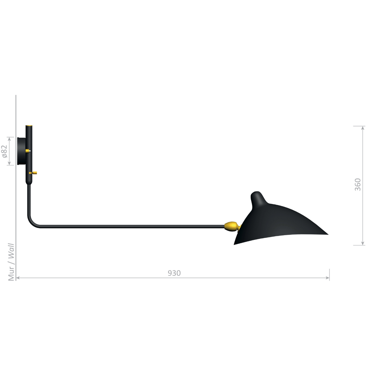 Serge Mouille Applique Pivotants 1 Rotating Arm Wall Lamp