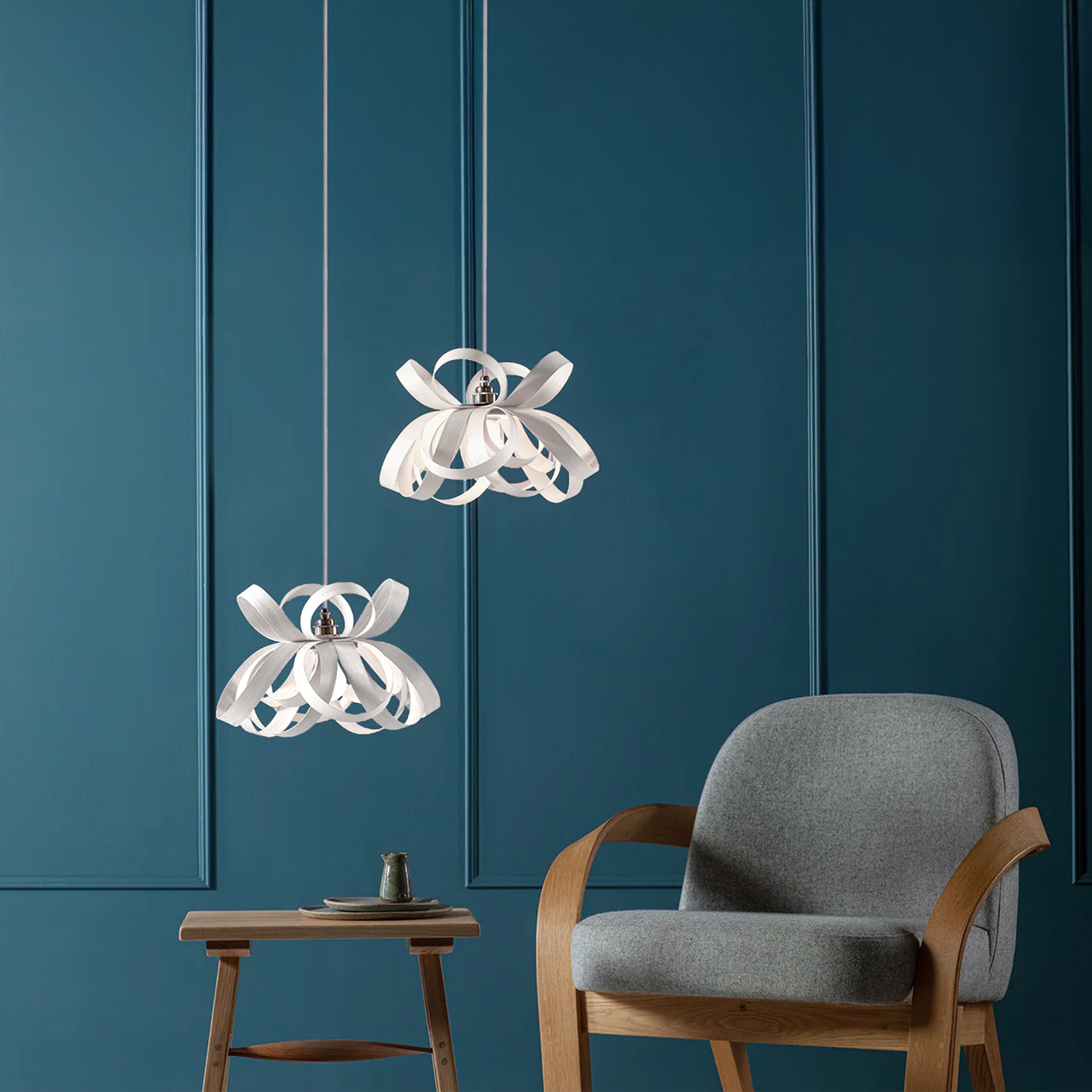 Tom Raffield Skipper Pendant Light, China Clay : Holloways of Ludlow 40th Birthday Limited Edition